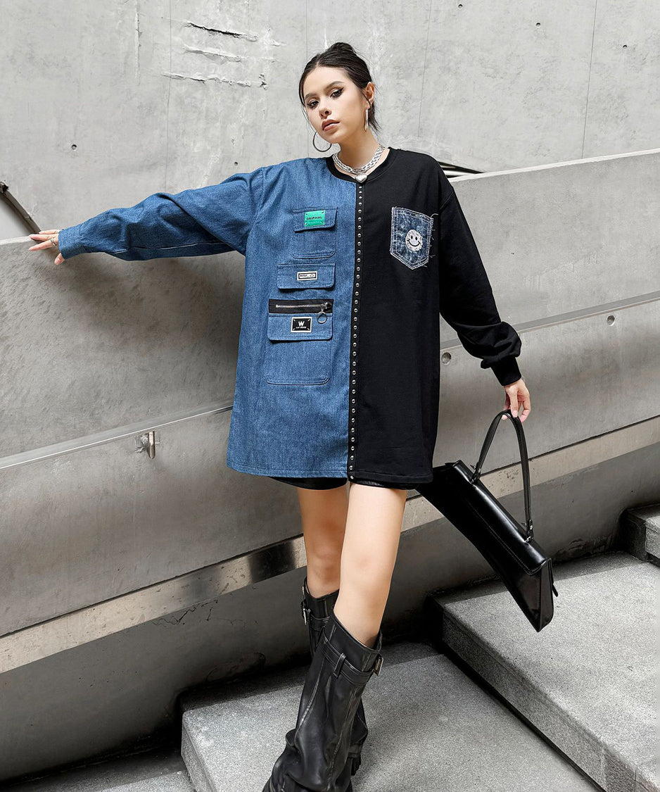 Denim contrast sweatshirt
