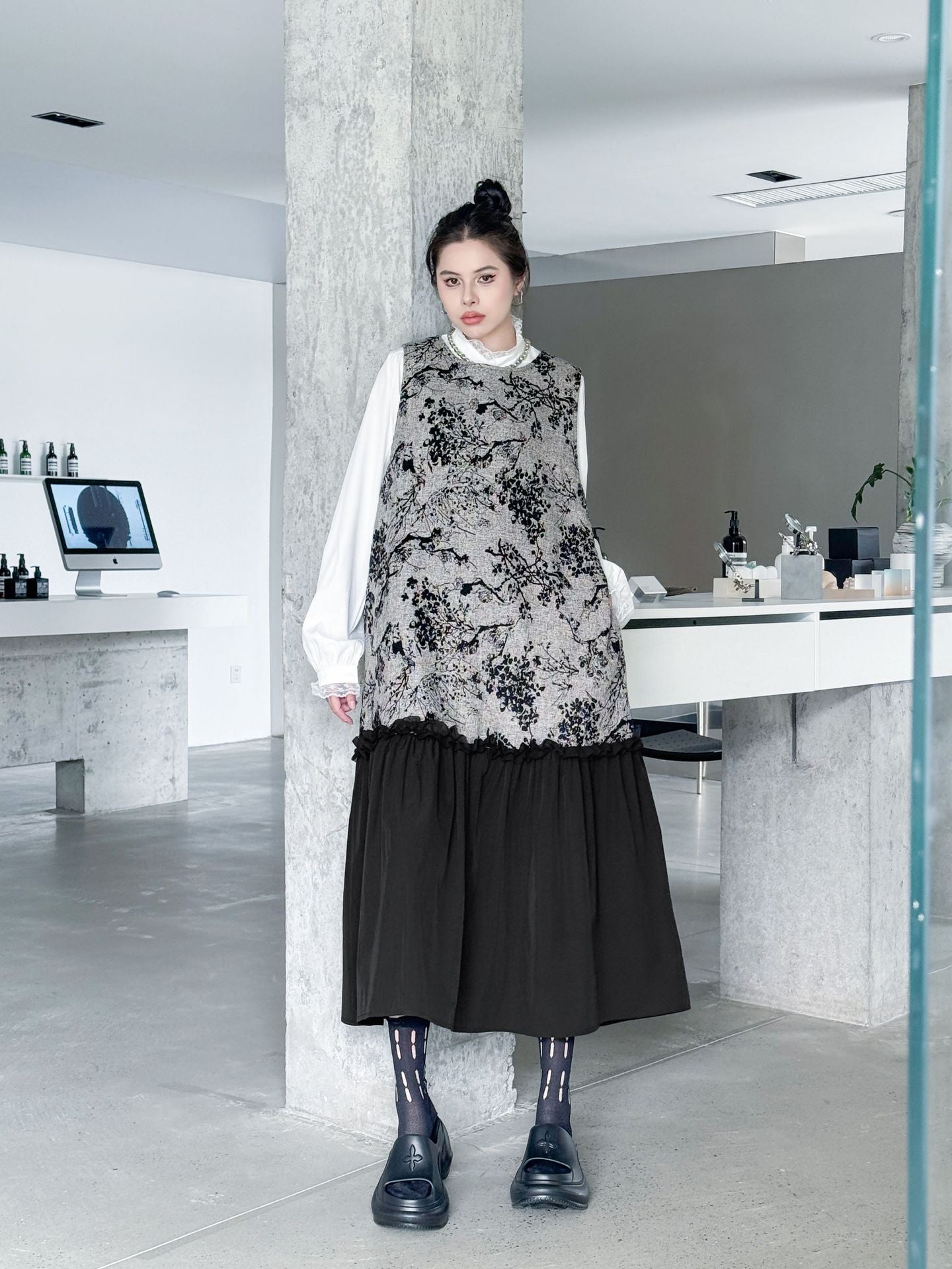 Jacquard splicing dress