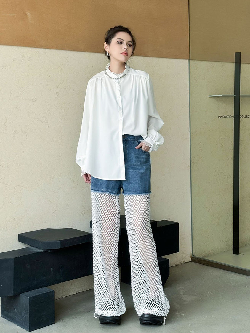 Splicing Lace Pants