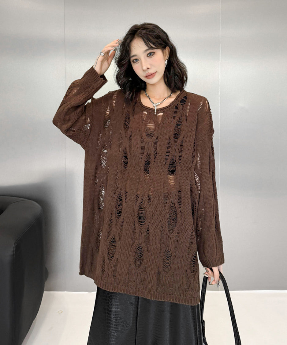 Ripped pullover knit