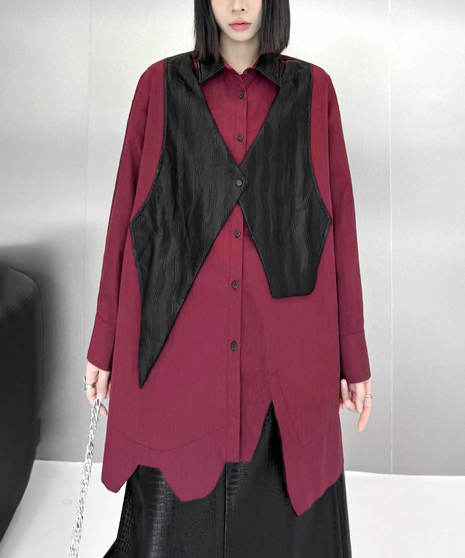 Zigzag cut loose blouse
