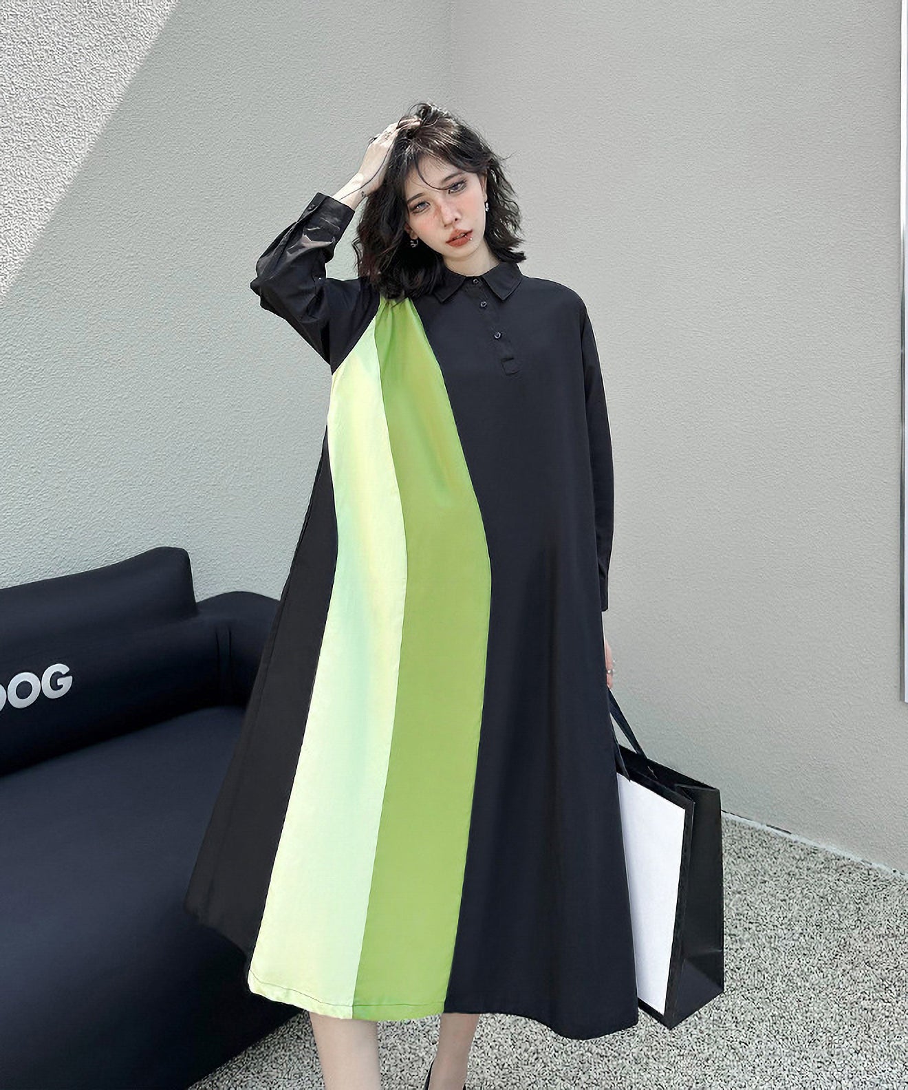Contrast color polo dress