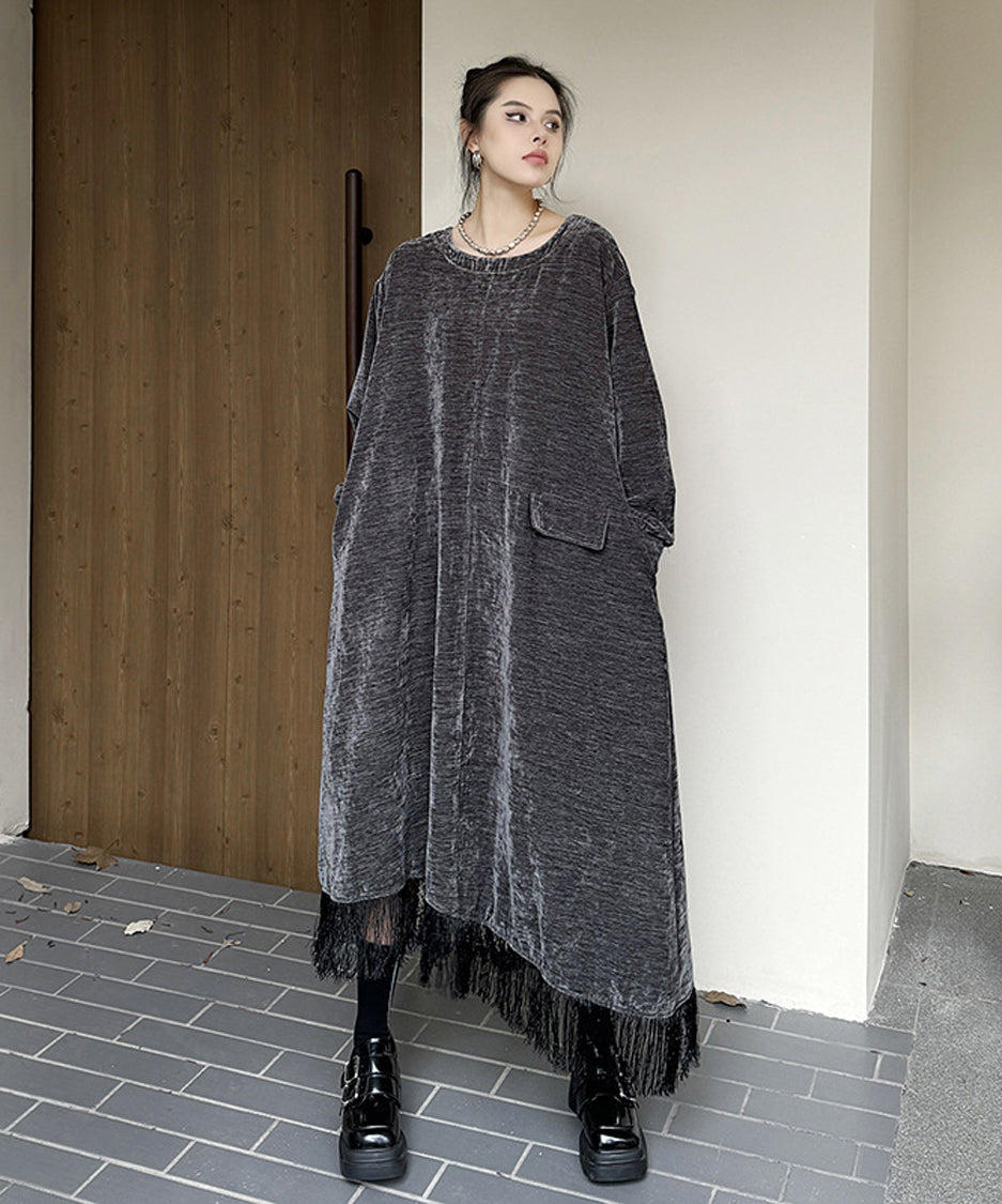Hem Tassel Flare Dress