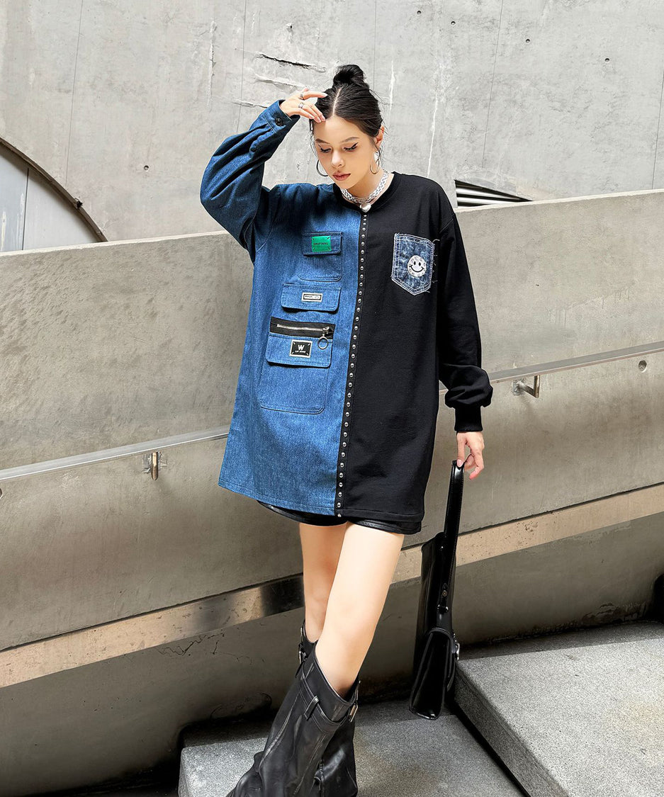 Denim contrast sweatshirt