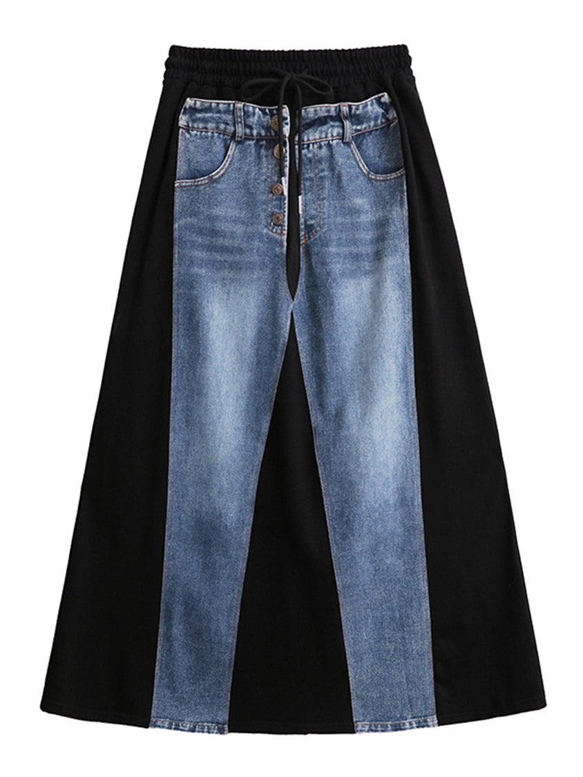 Contrast Patchwork Skirt