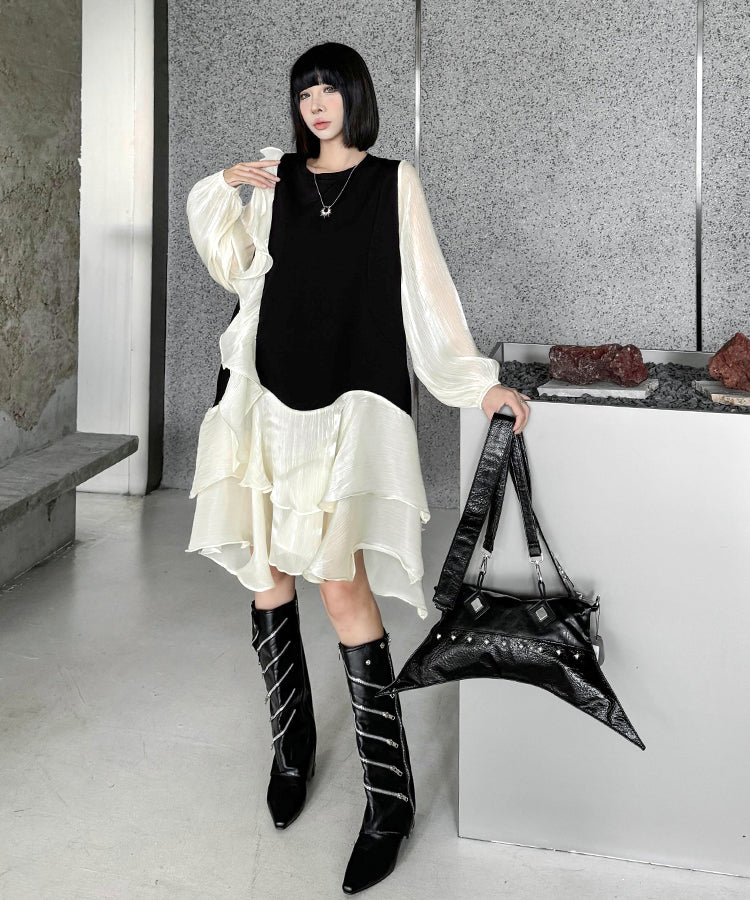 See-through ruffle dress