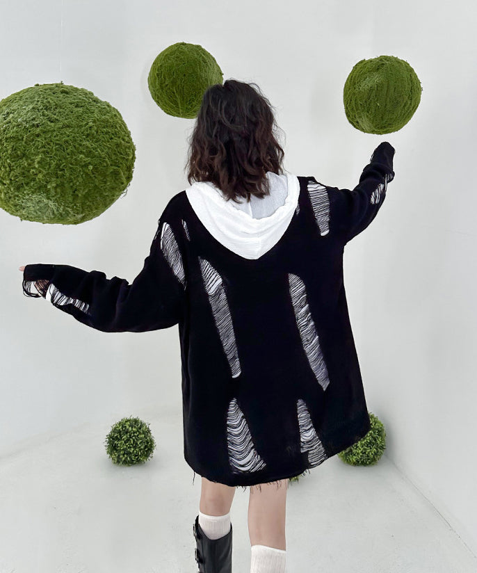 Distressed knit cardigan