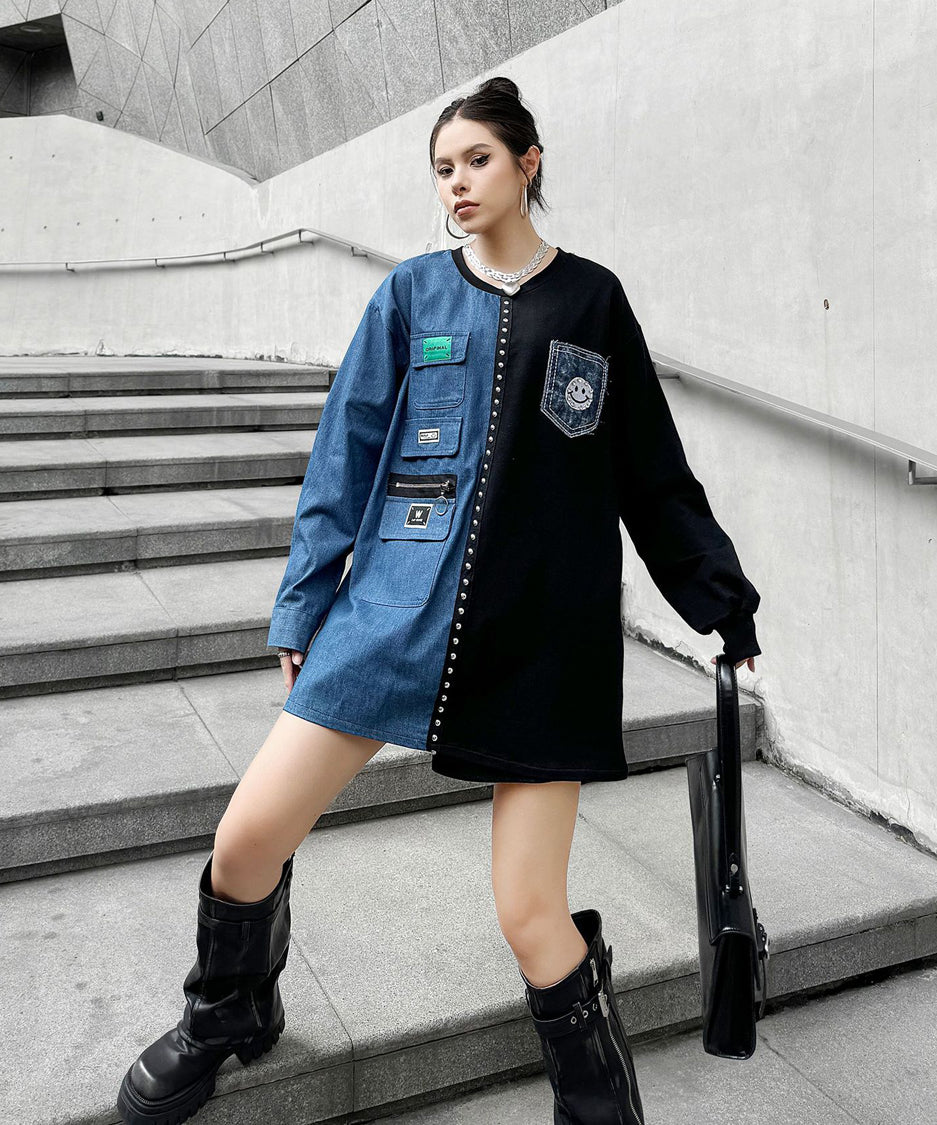 Denim contrast sweatshirt