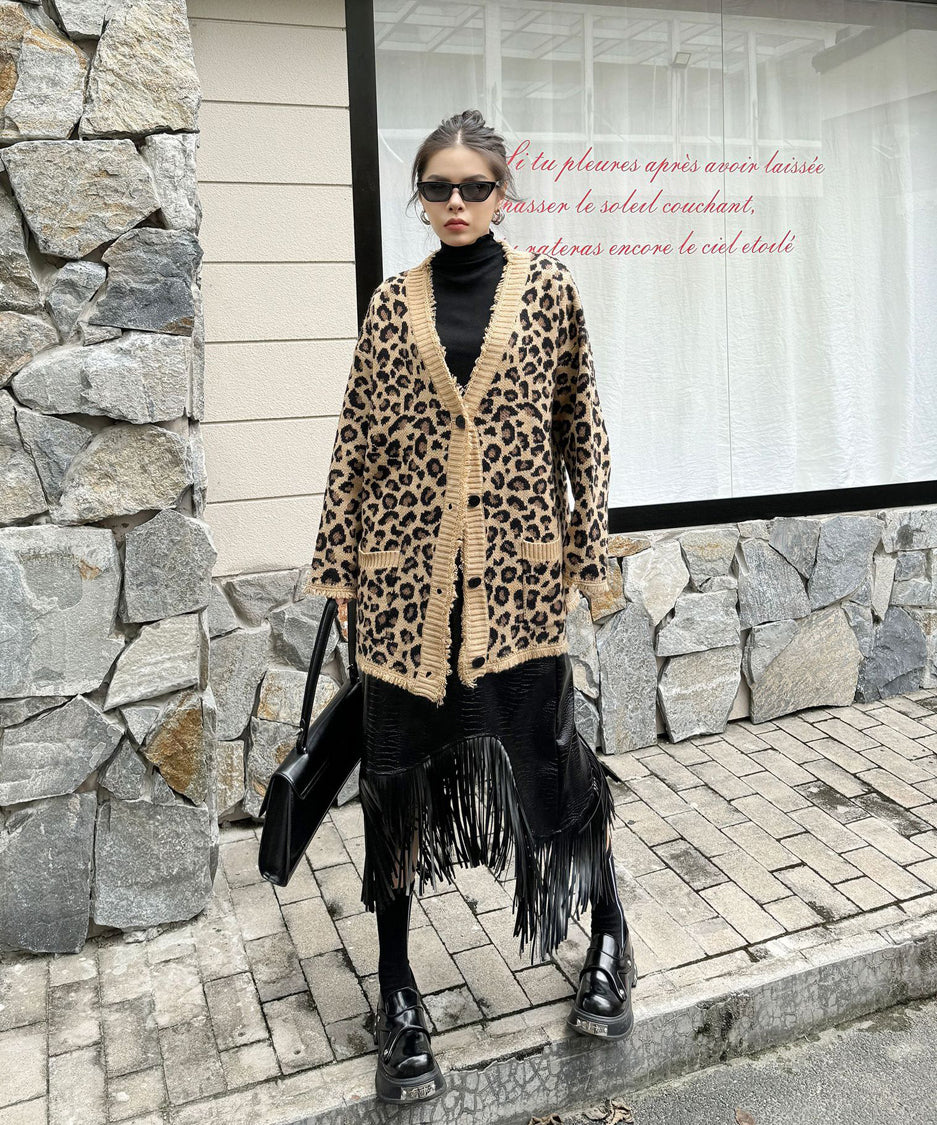 Leopard knit cardigan