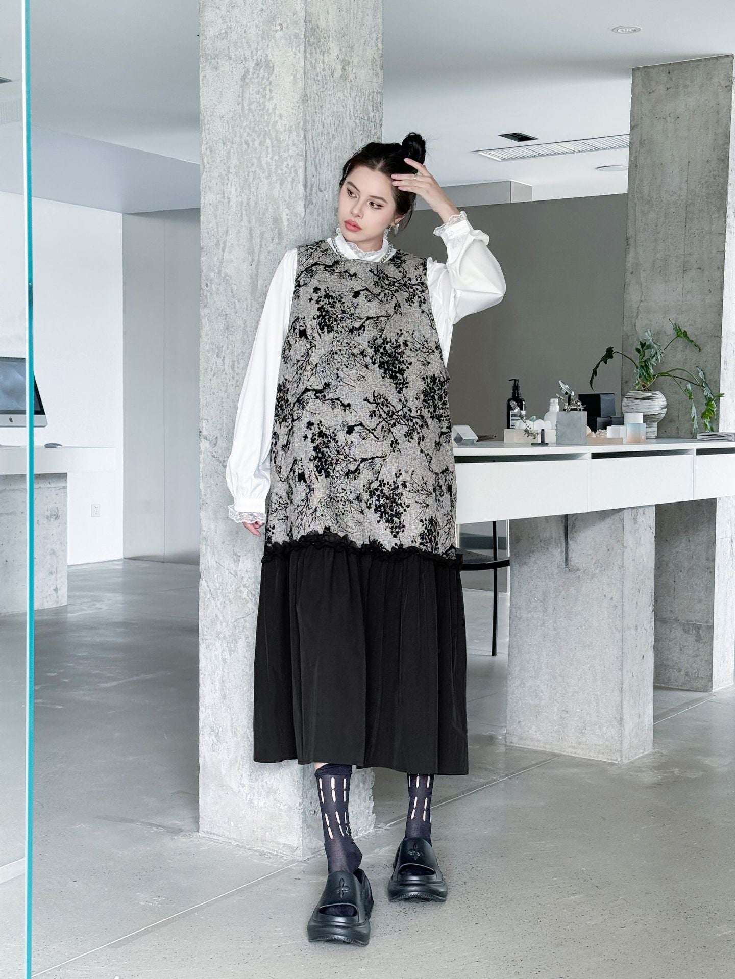 Jacquard splicing dress
