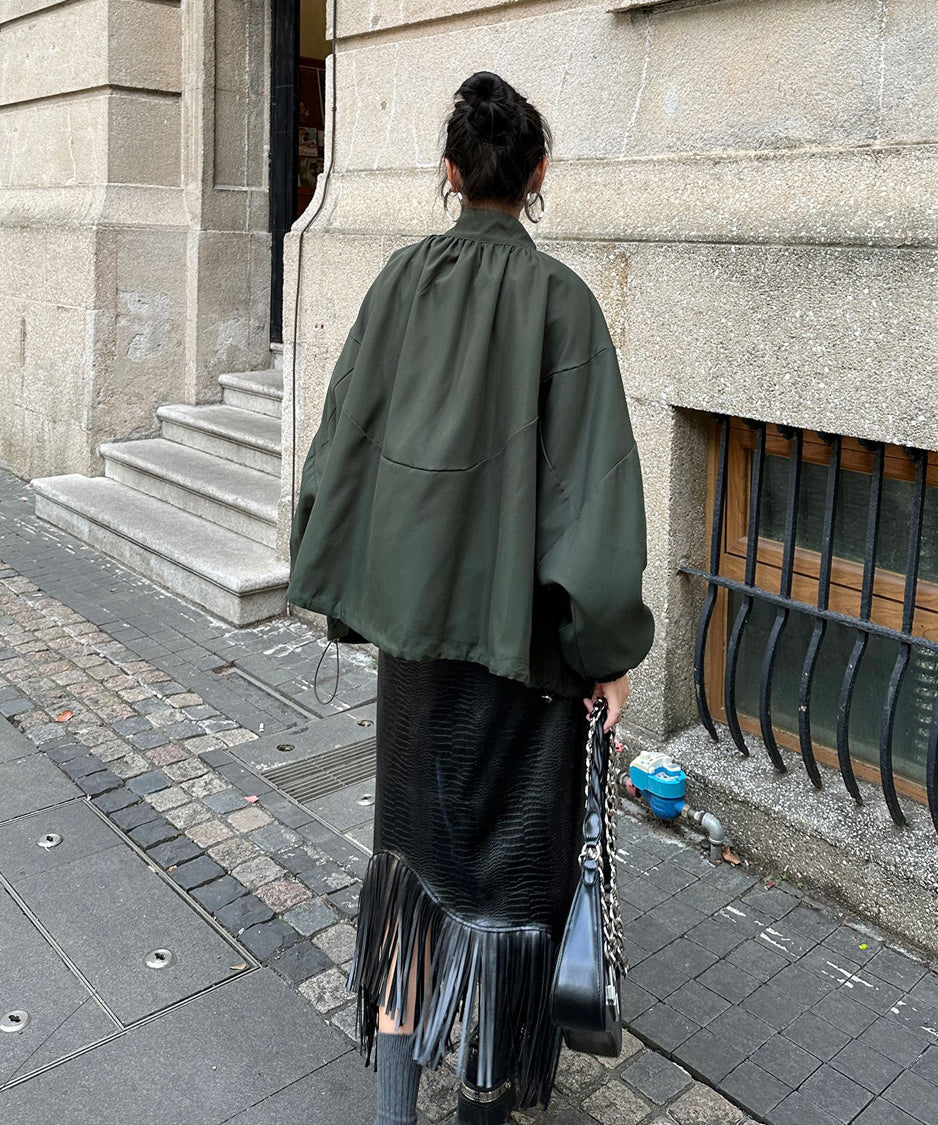 Bat Sleeve Zipper Blouson
