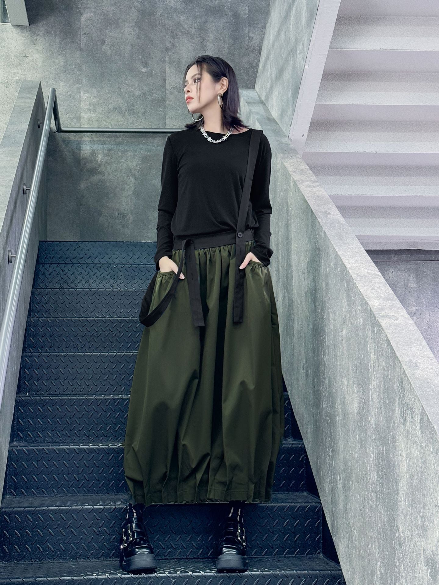 Hem Tuck Suspender Skirt