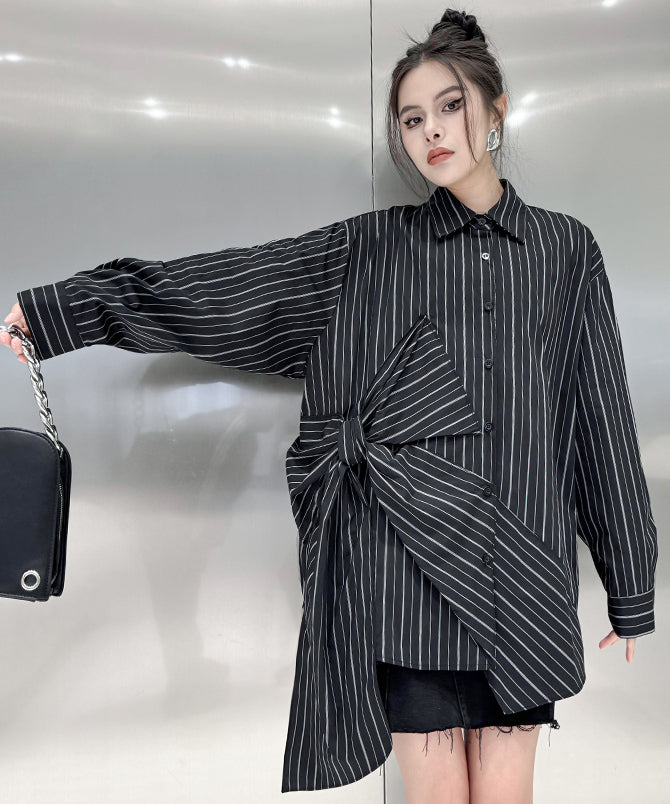 Big ribbon striped blouse