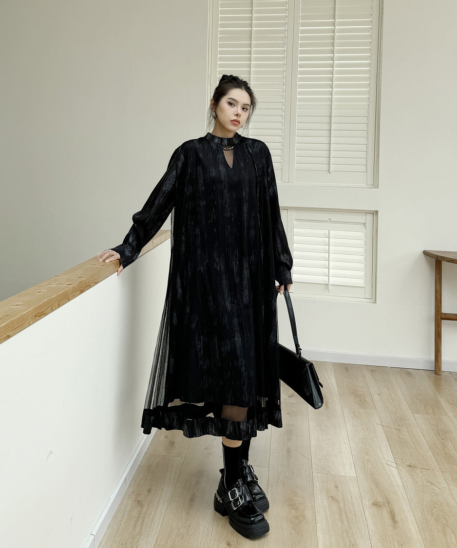 Mesh splicing dress