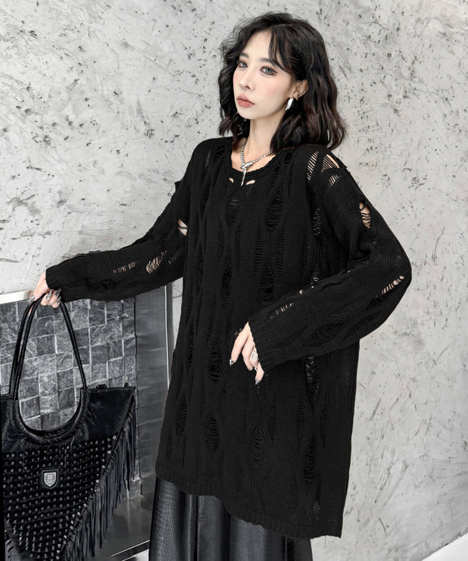 Ripped pullover knit
