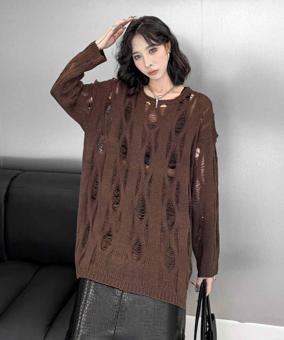 Ripped pullover knit