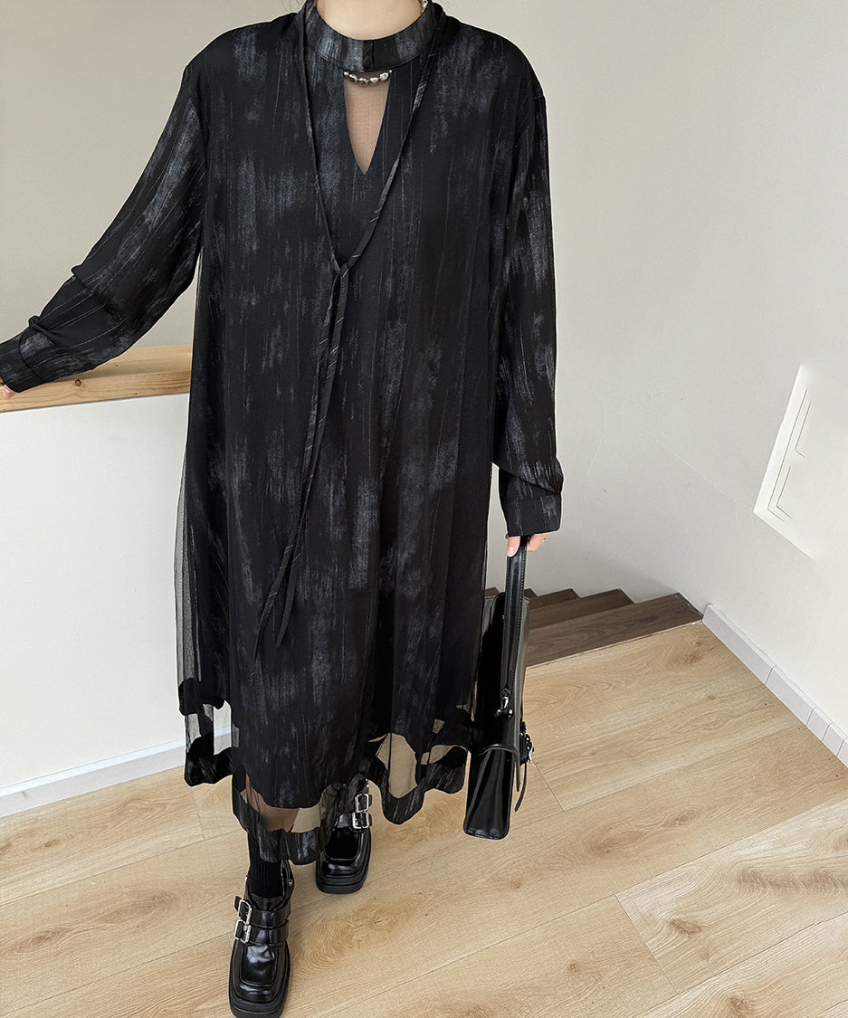 Mesh splicing dress