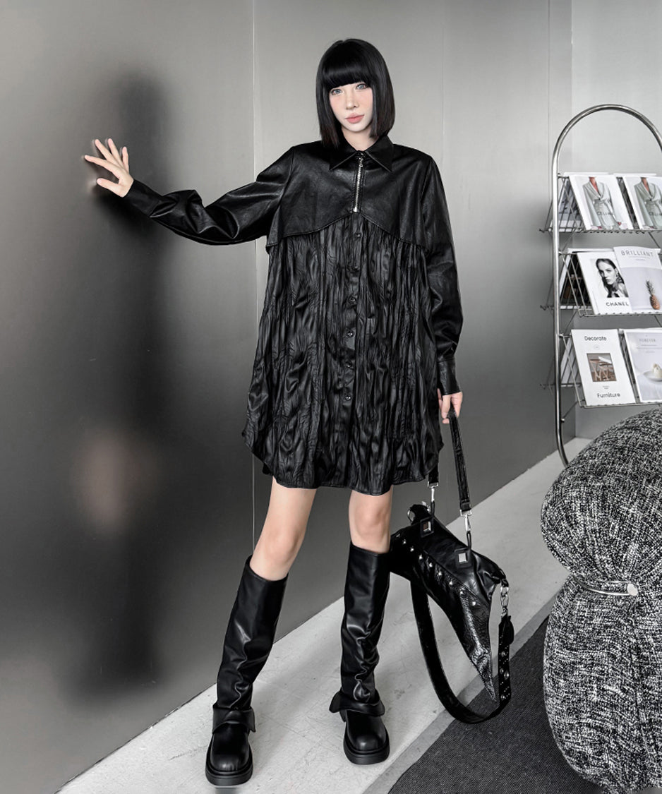 Design pleated long blouse