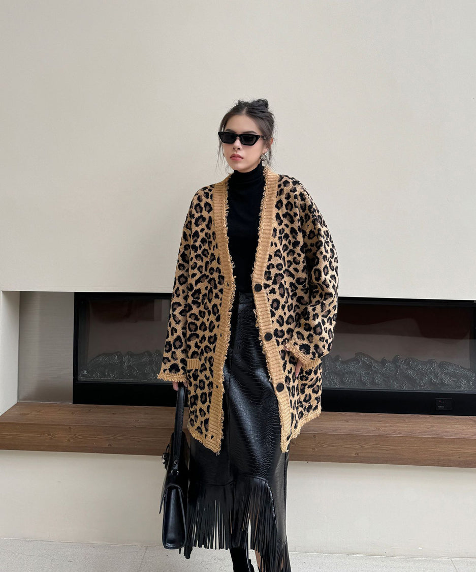 Leopard knit cardigan