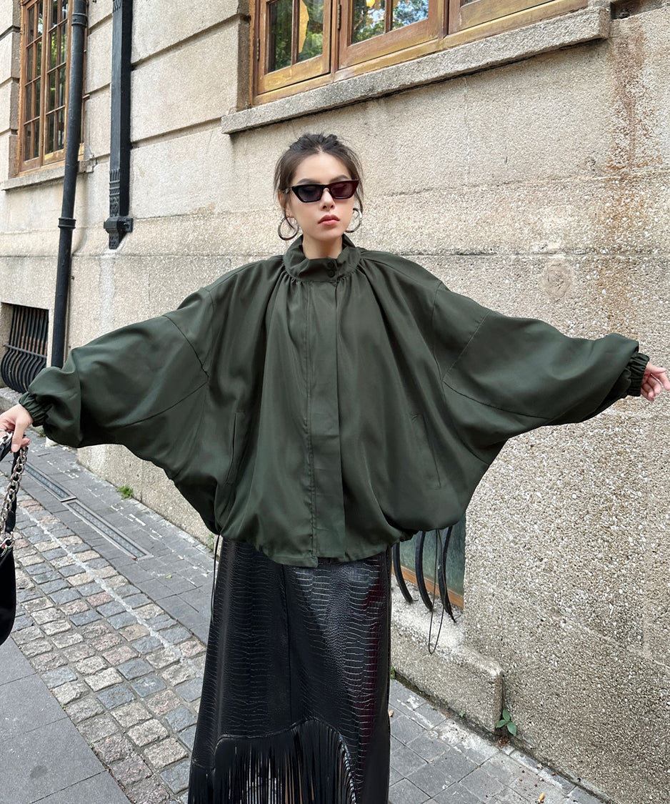 Bat Sleeve Zipper Blouson