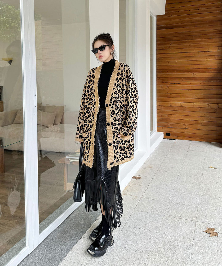 Leopard knit cardigan
