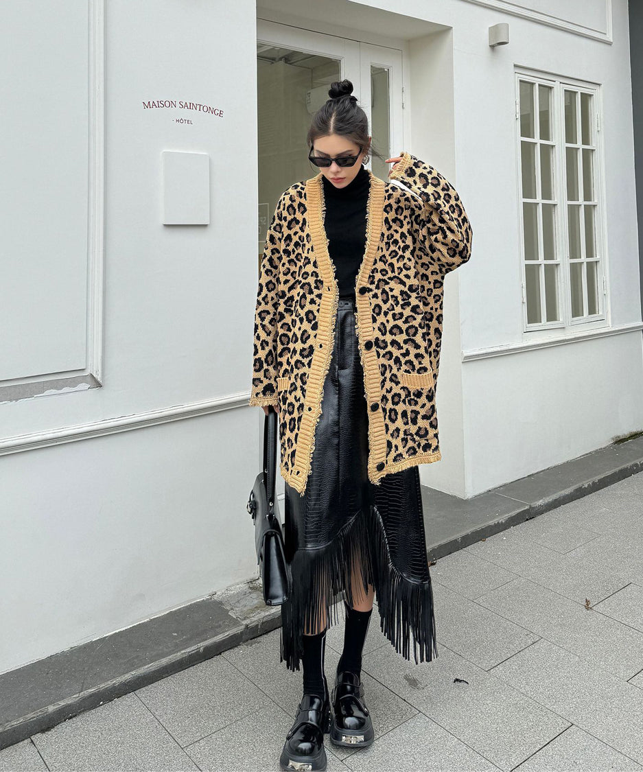 Leopard knit cardigan