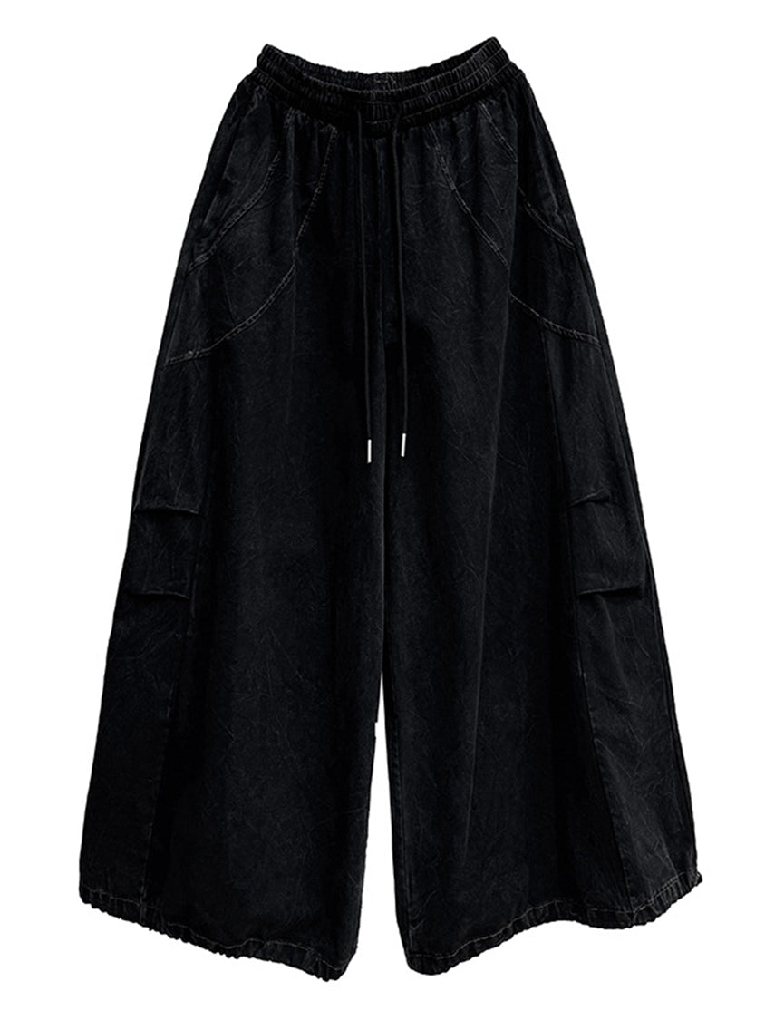 Patchwork Pocket Wide Pants