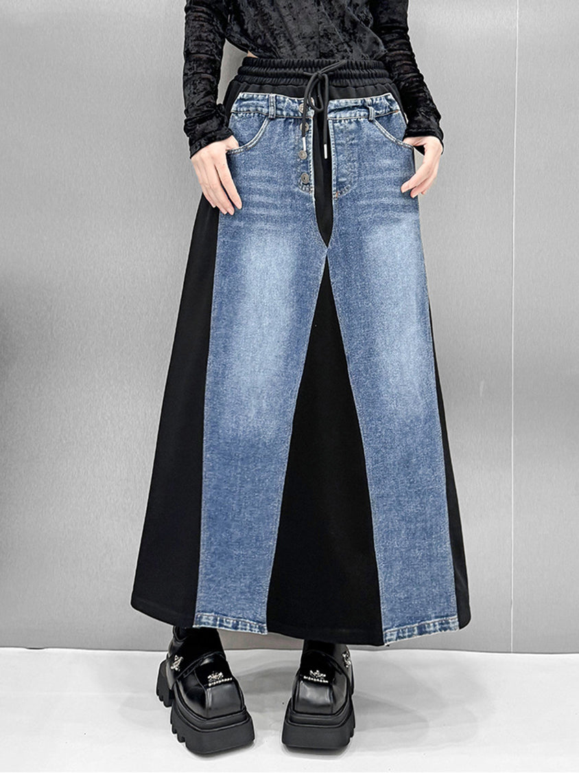 Contrast Patchwork Skirt