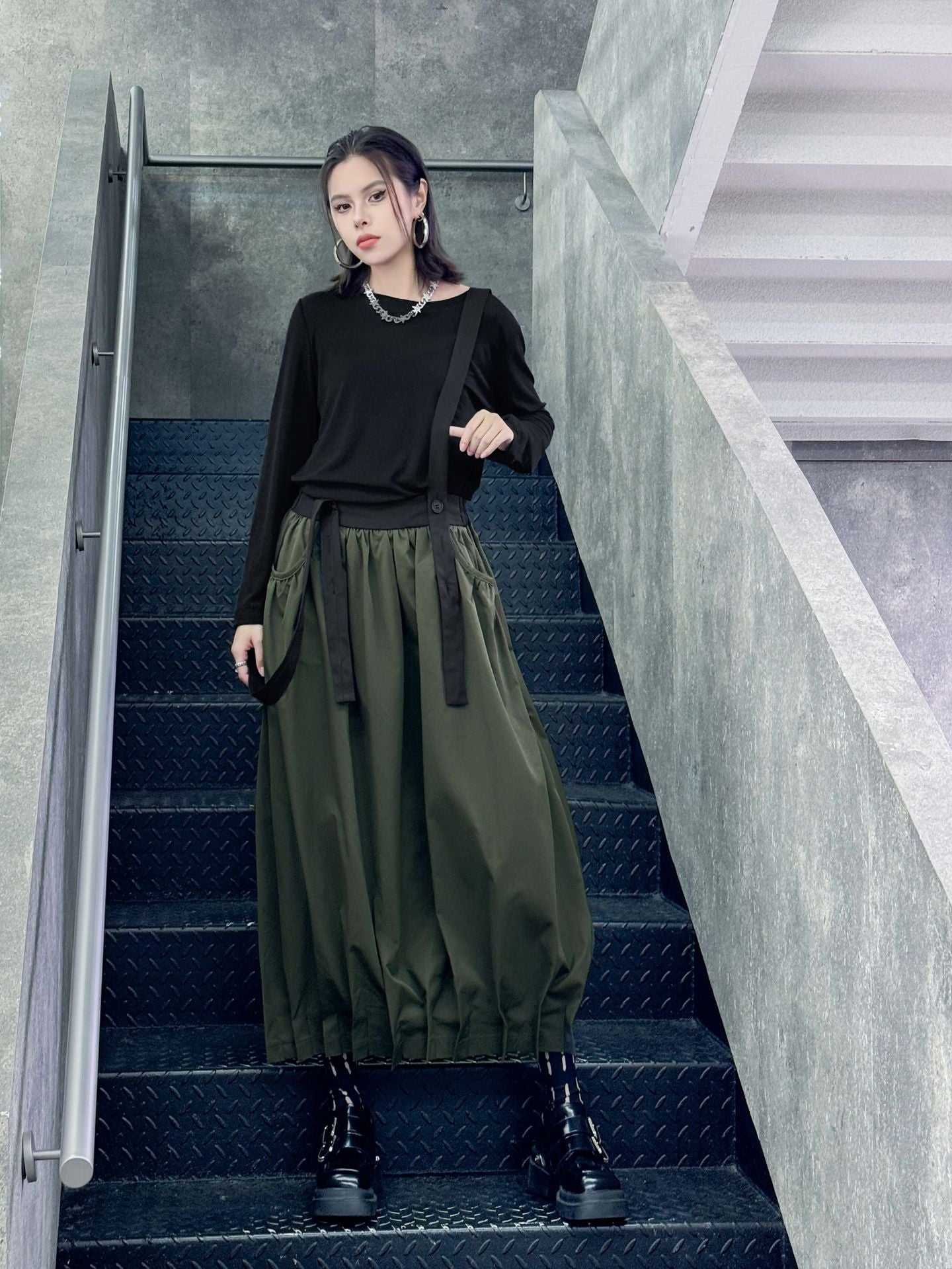 Hem Tuck Suspender Skirt