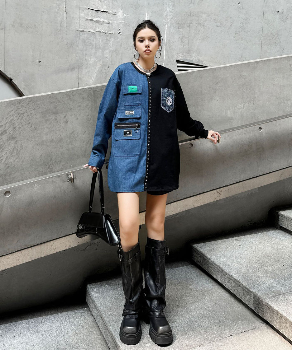 Denim contrast sweatshirt