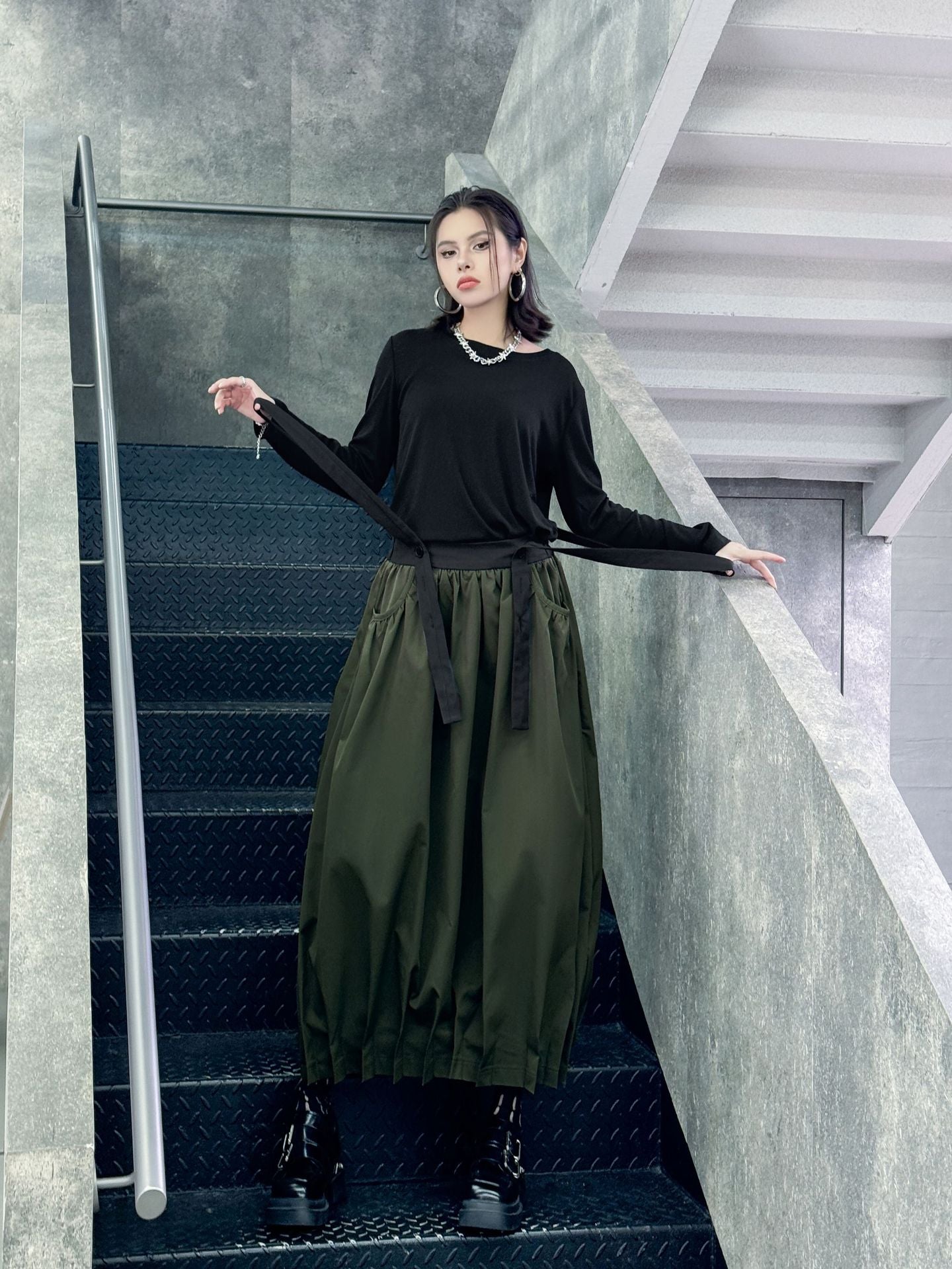 Hem Tuck Suspender Skirt