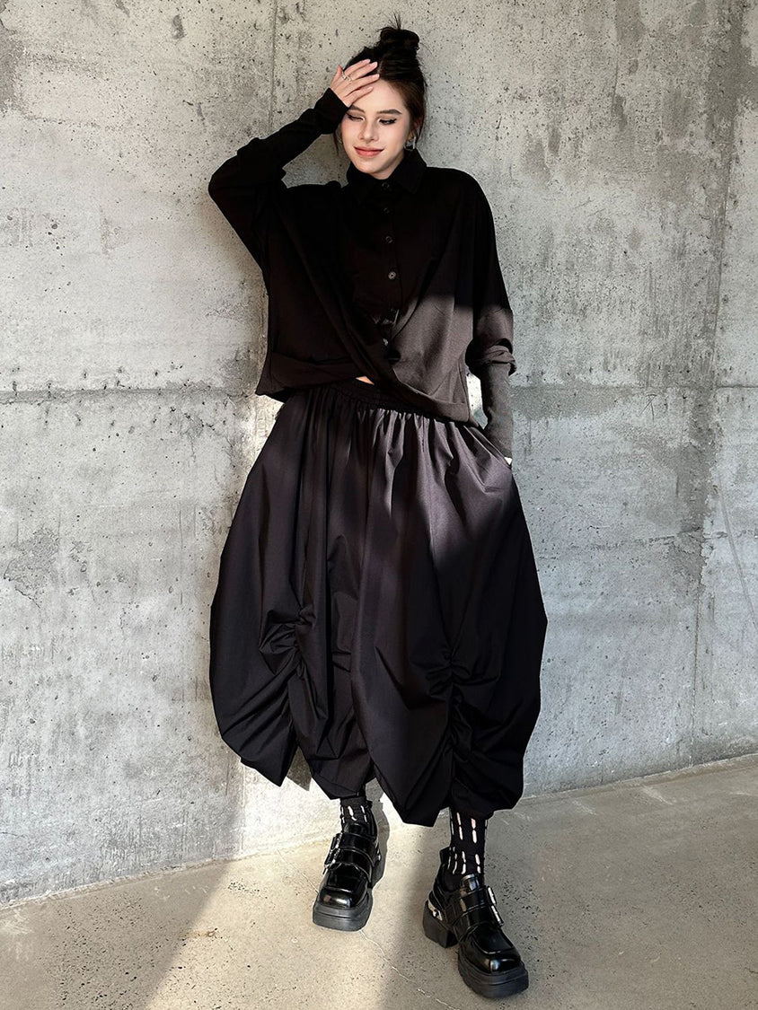 Gathered balloon skirt