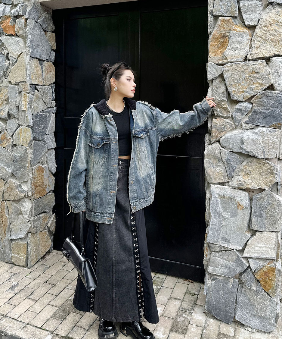Denim Switch Hoodie Jacket
