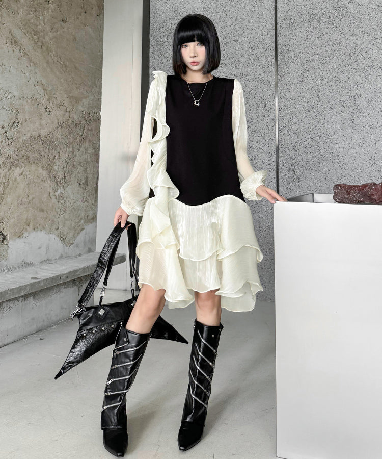 See-through ruffle dress