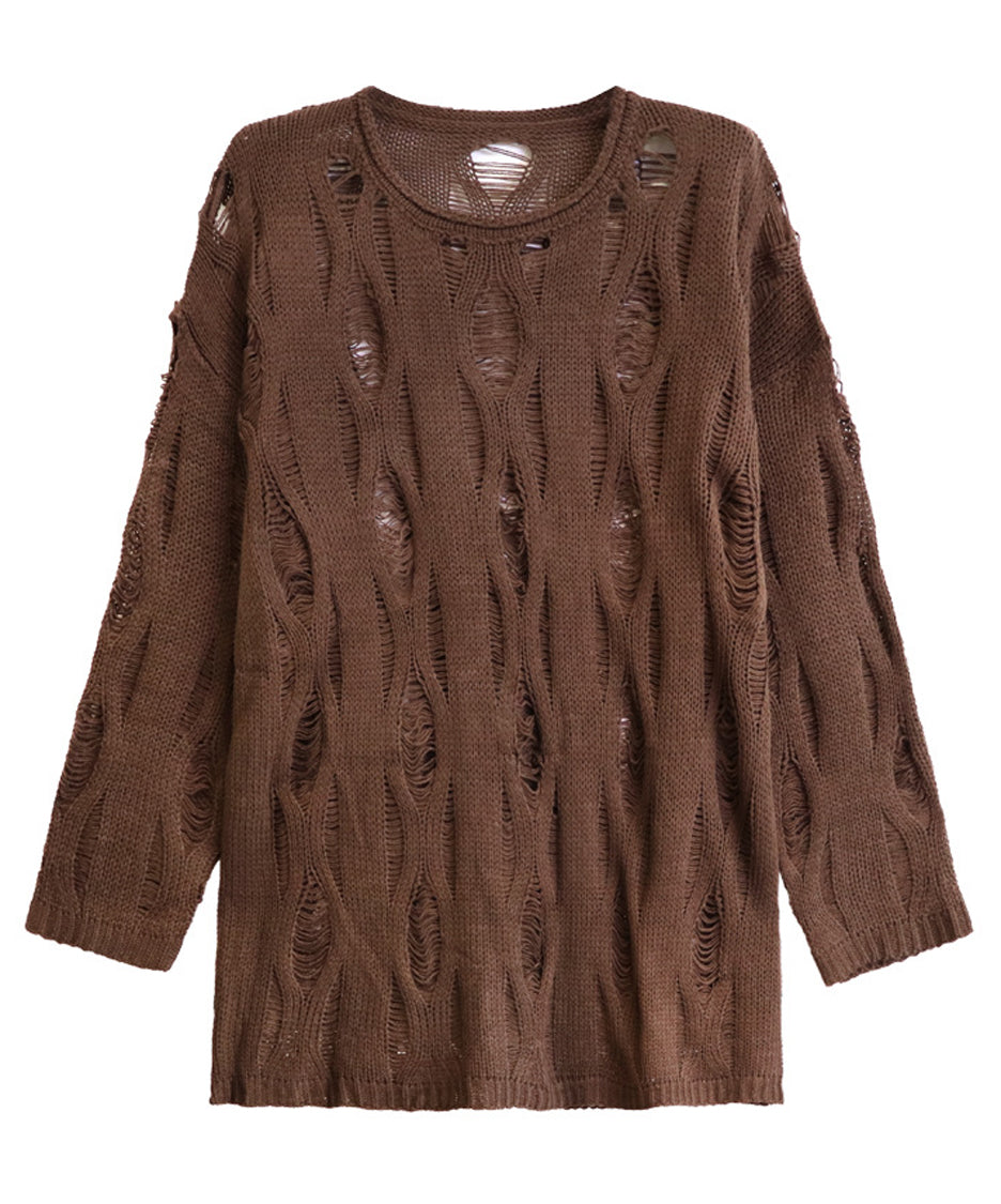 Ripped pullover knit