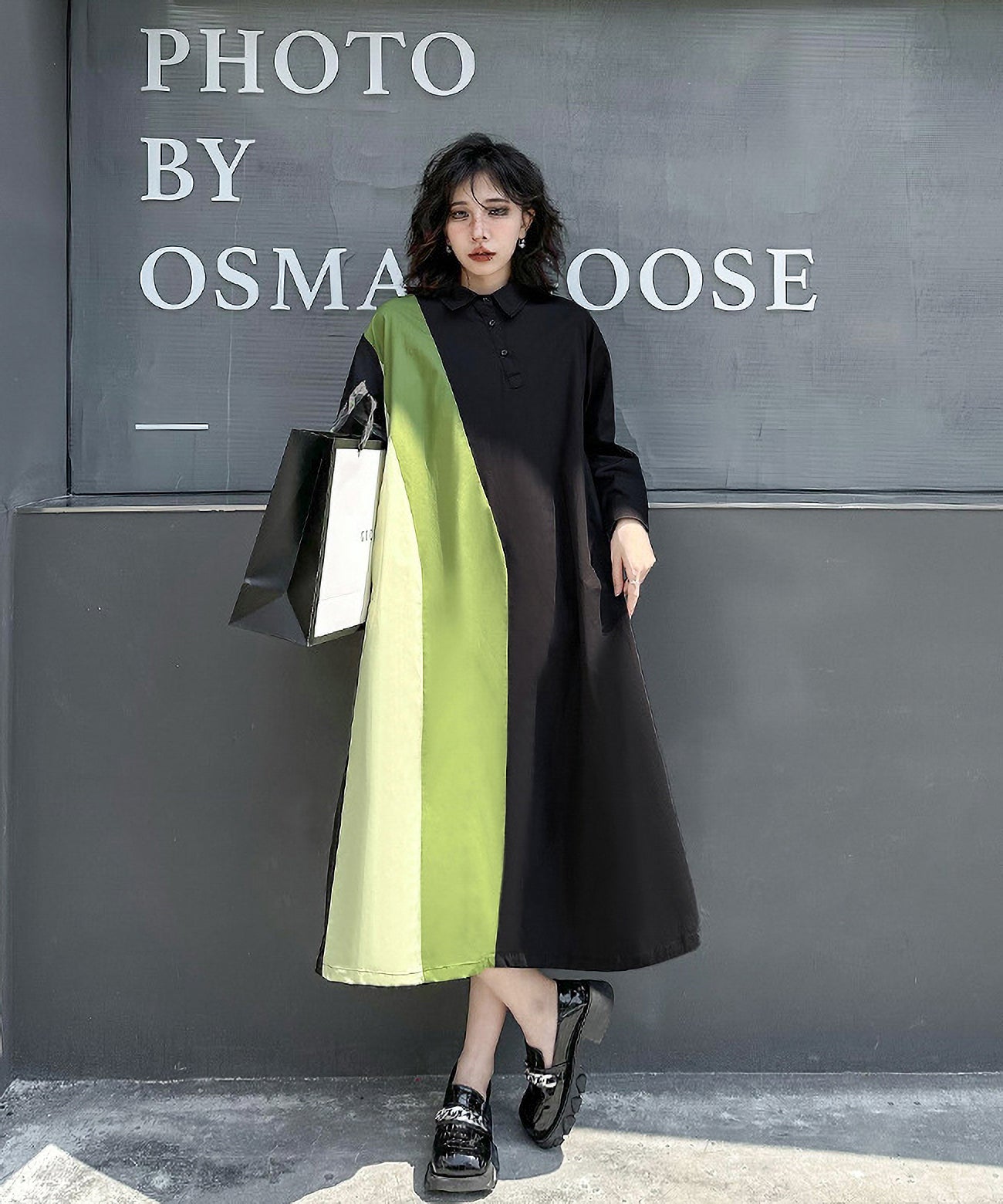 Contrast color polo dress