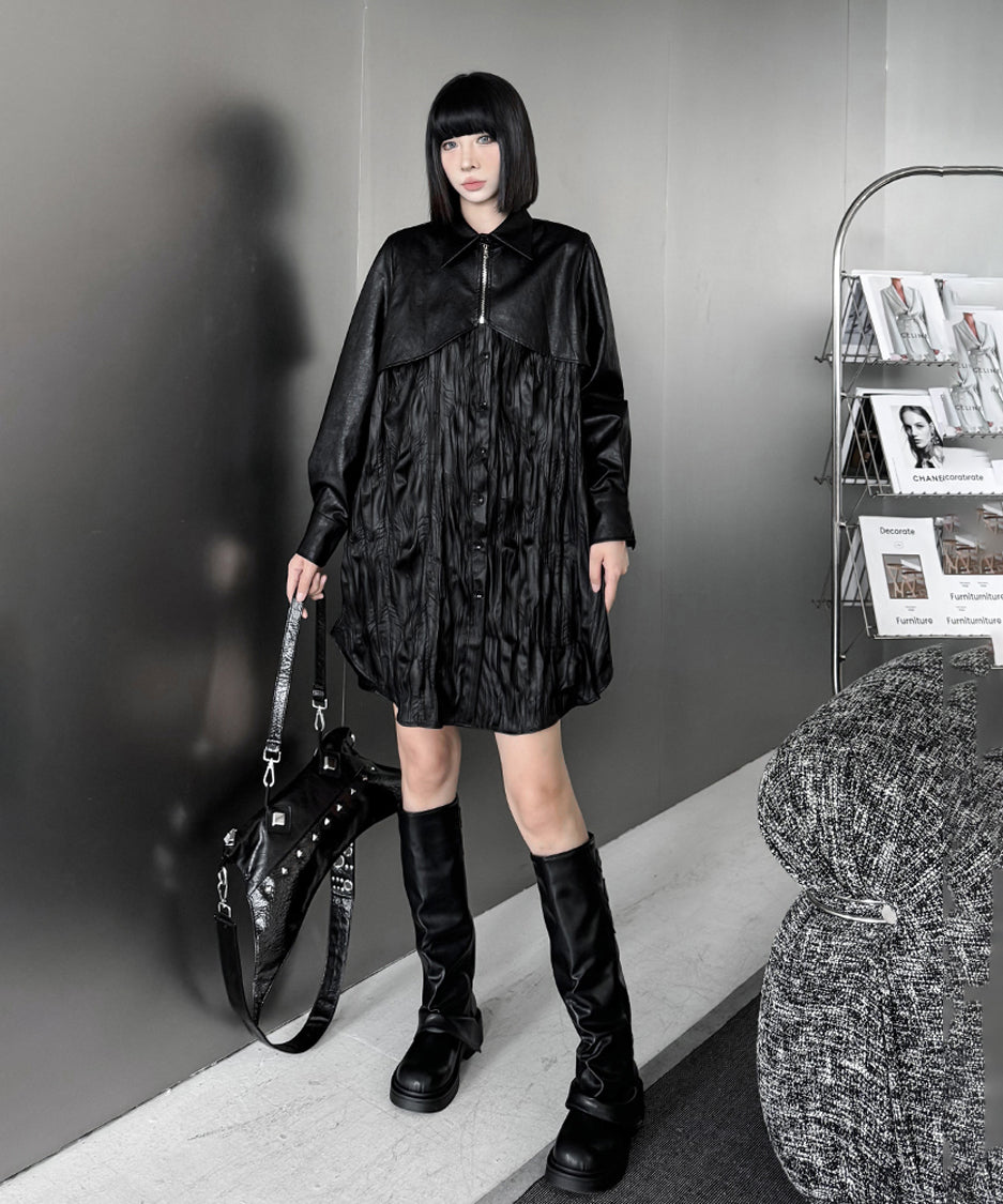 Design pleated long blouse