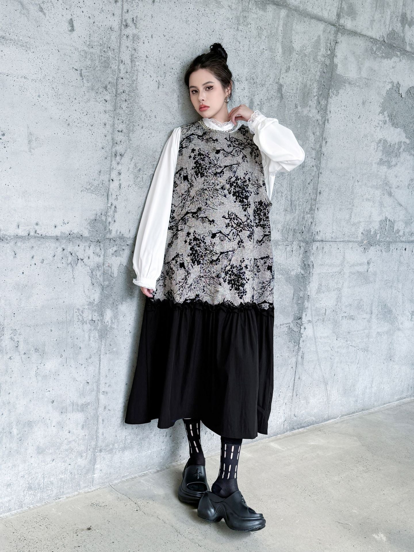 Jacquard splicing dress