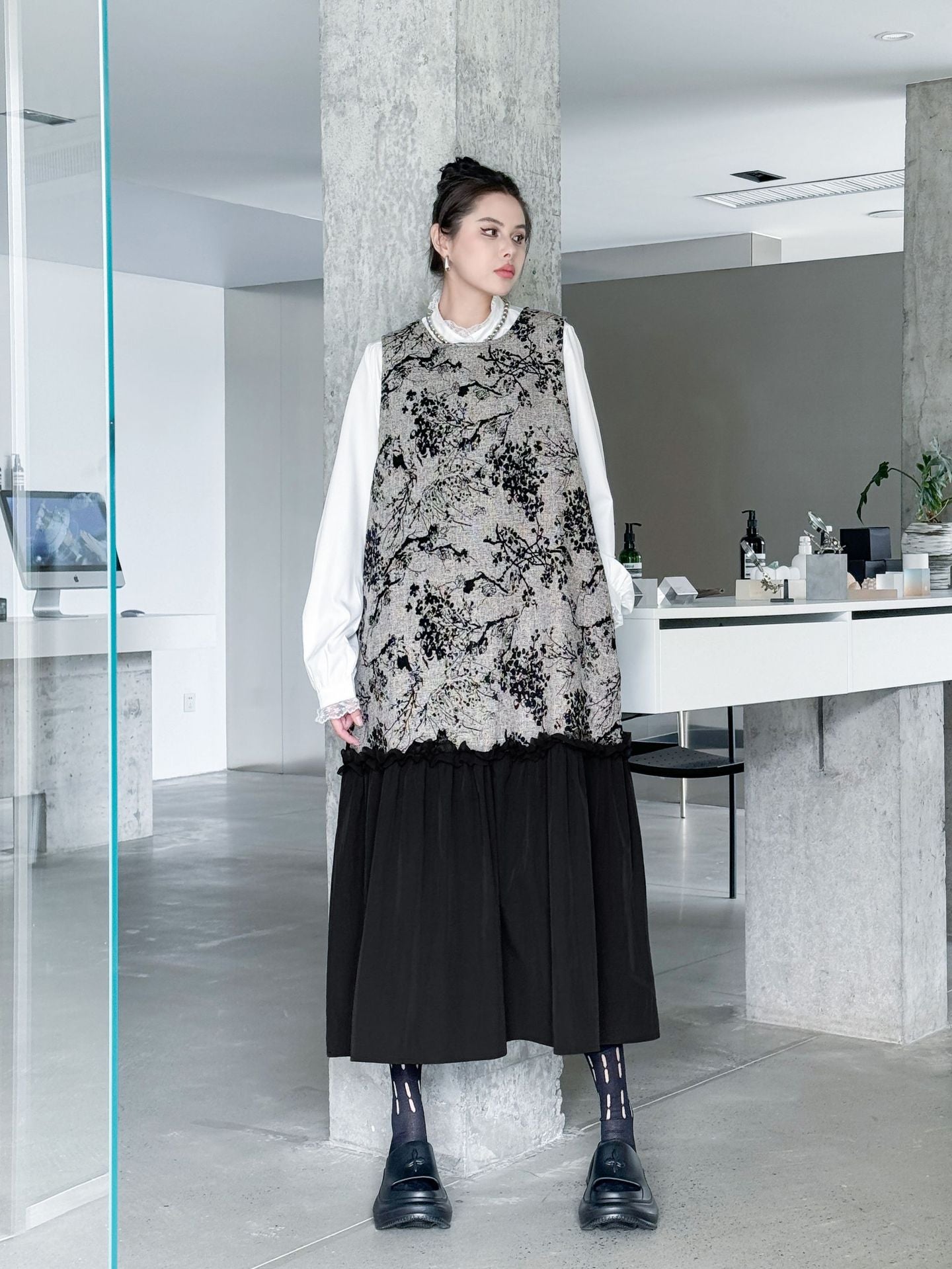 Jacquard splicing dress