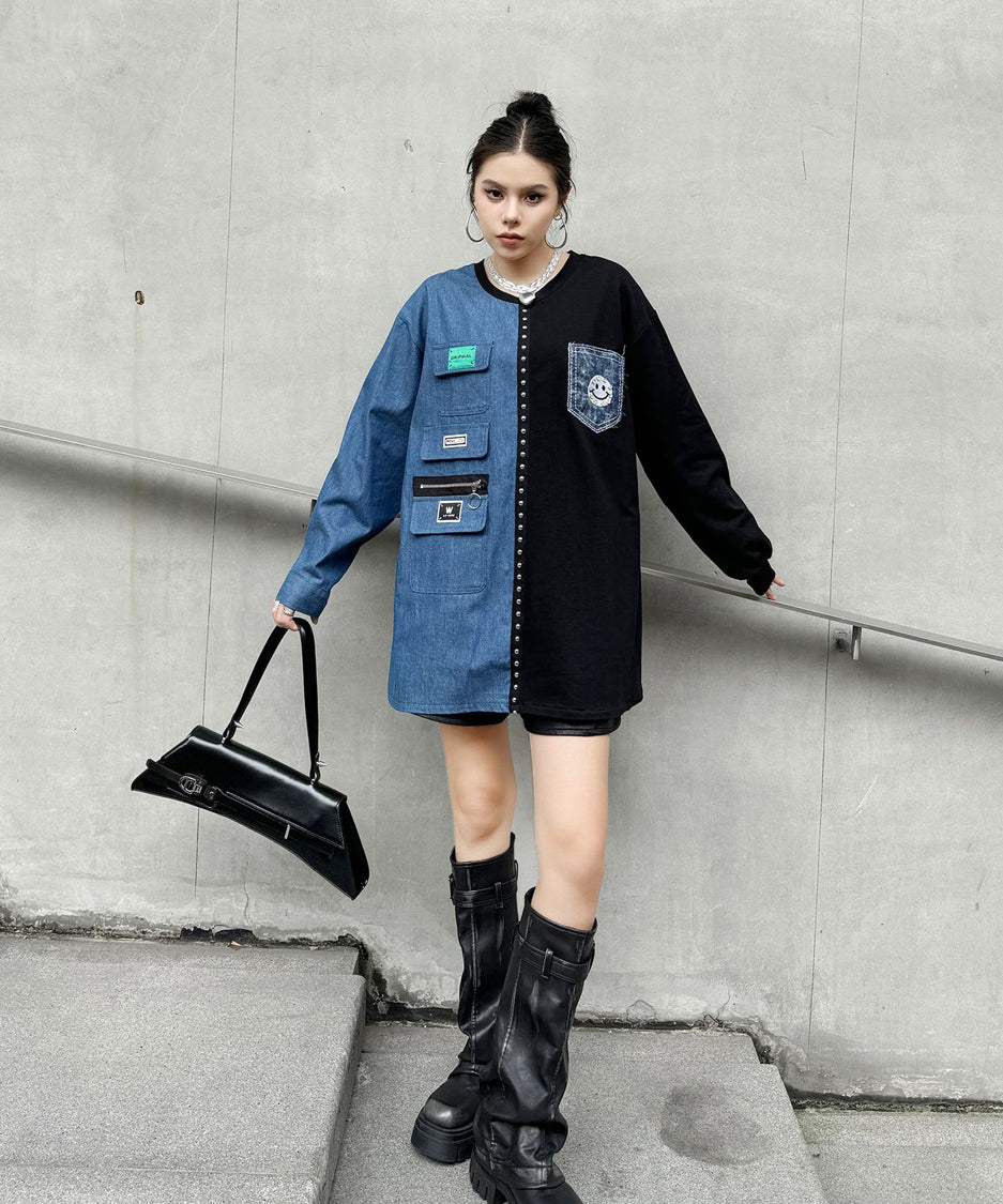 Denim contrast sweatshirt