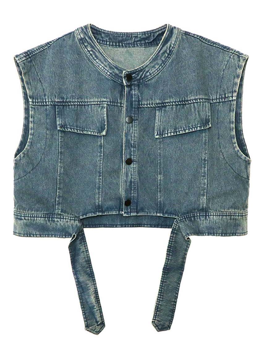 Drop shoulder denim vest