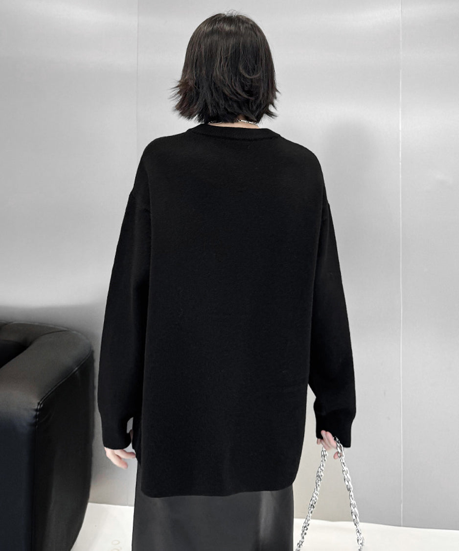 Contrast color jacquard sweater