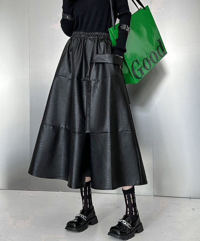 Point Zip Flare Skirt