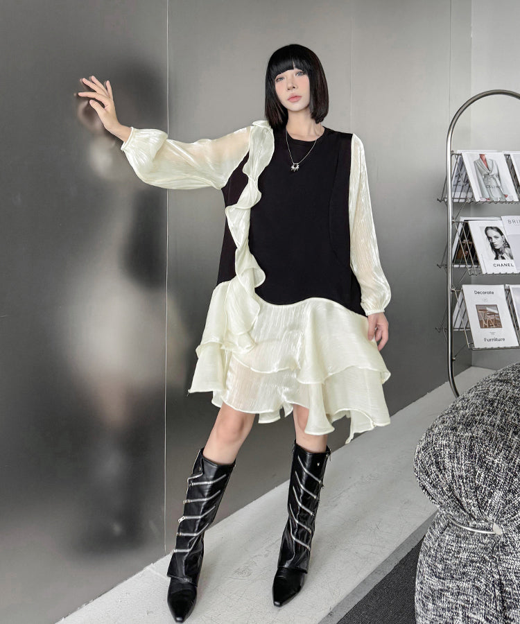 See-through ruffle dress