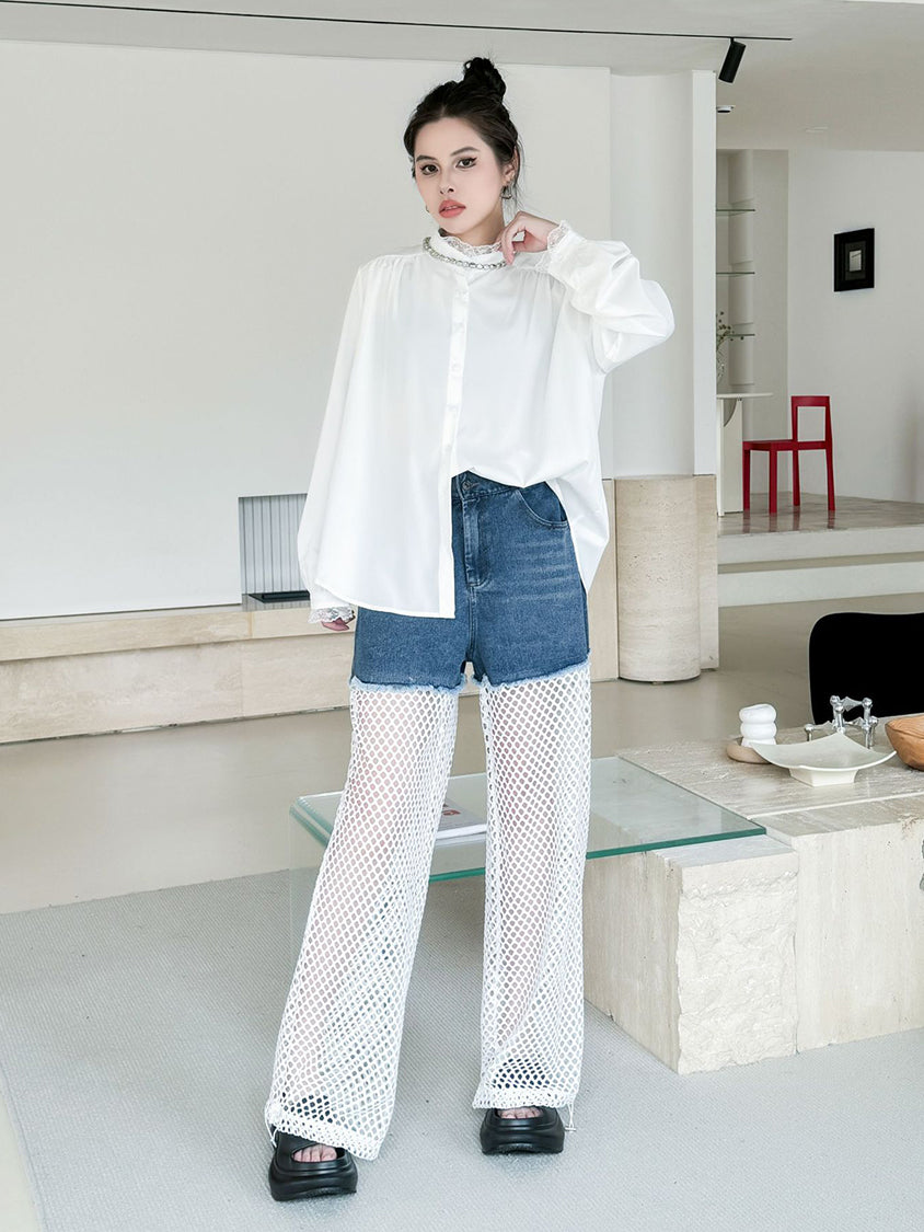 Splicing Lace Pants