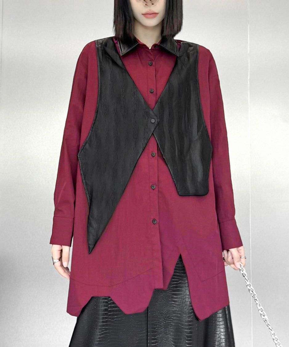 Zigzag cut loose blouse