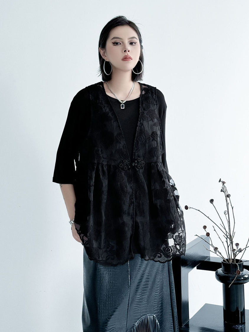 Lace flare vest