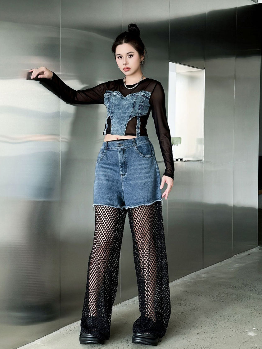 Splicing Lace Pants