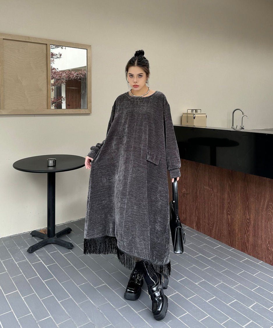 Hem Tassel Flare Dress
