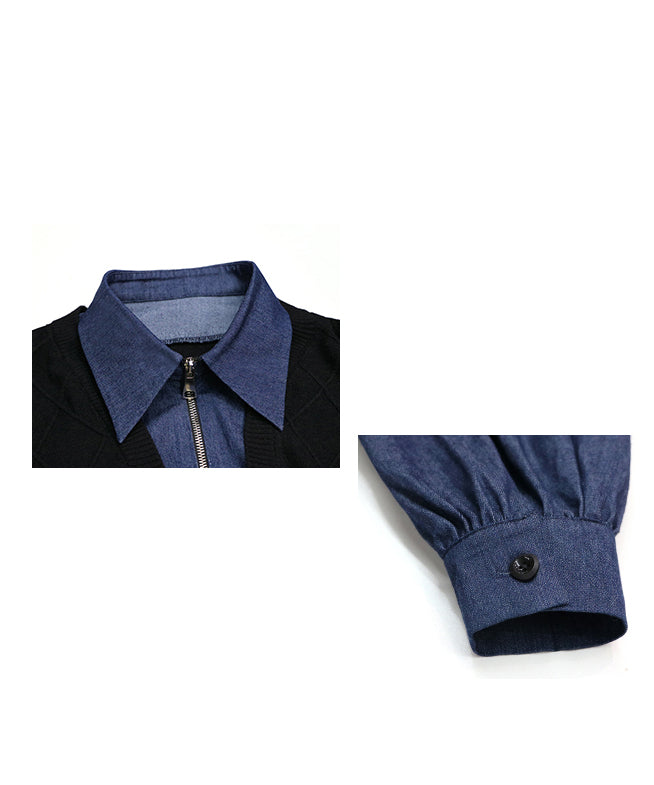 Denim knit layered dress